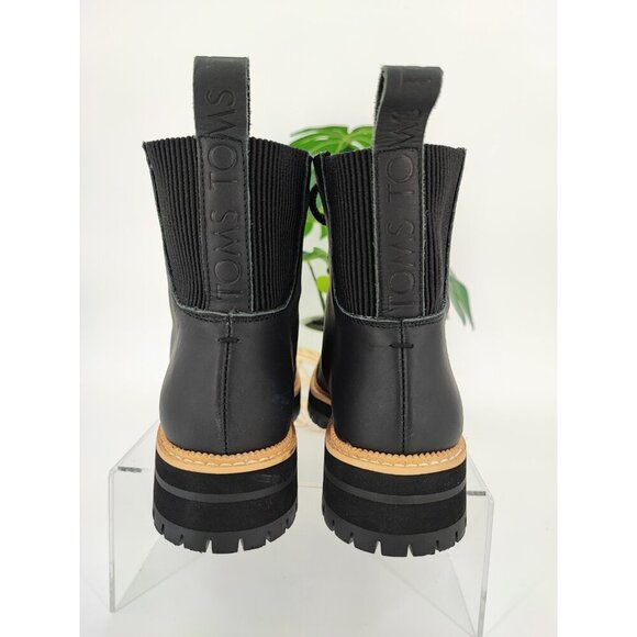 TOMS Women's Frankie Black Lace-up Lug Sole Combat Booties Size 5.5 US - Picture 3 of 8